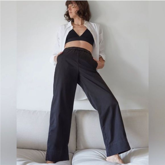 Everlane The Easy Pant Wide Leg Organic Cotton Black Size L NWT - Picture 13 of 13